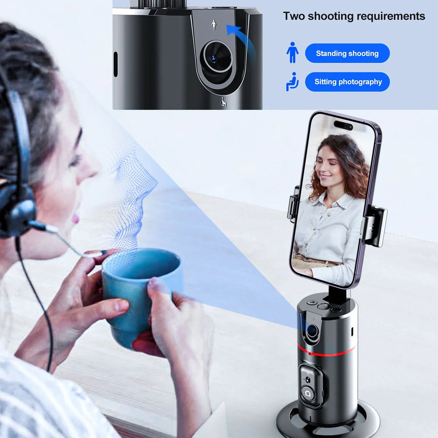 Phone Stabilizer Smart Facial Tracking with Removable Fill Light Phone Stand Wireless Selfie Stick Tripod for Live Streaming New